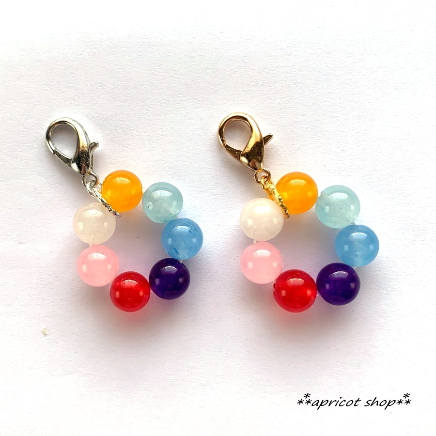 厄除け 七色翡翠 天然石 ストラップ/円環