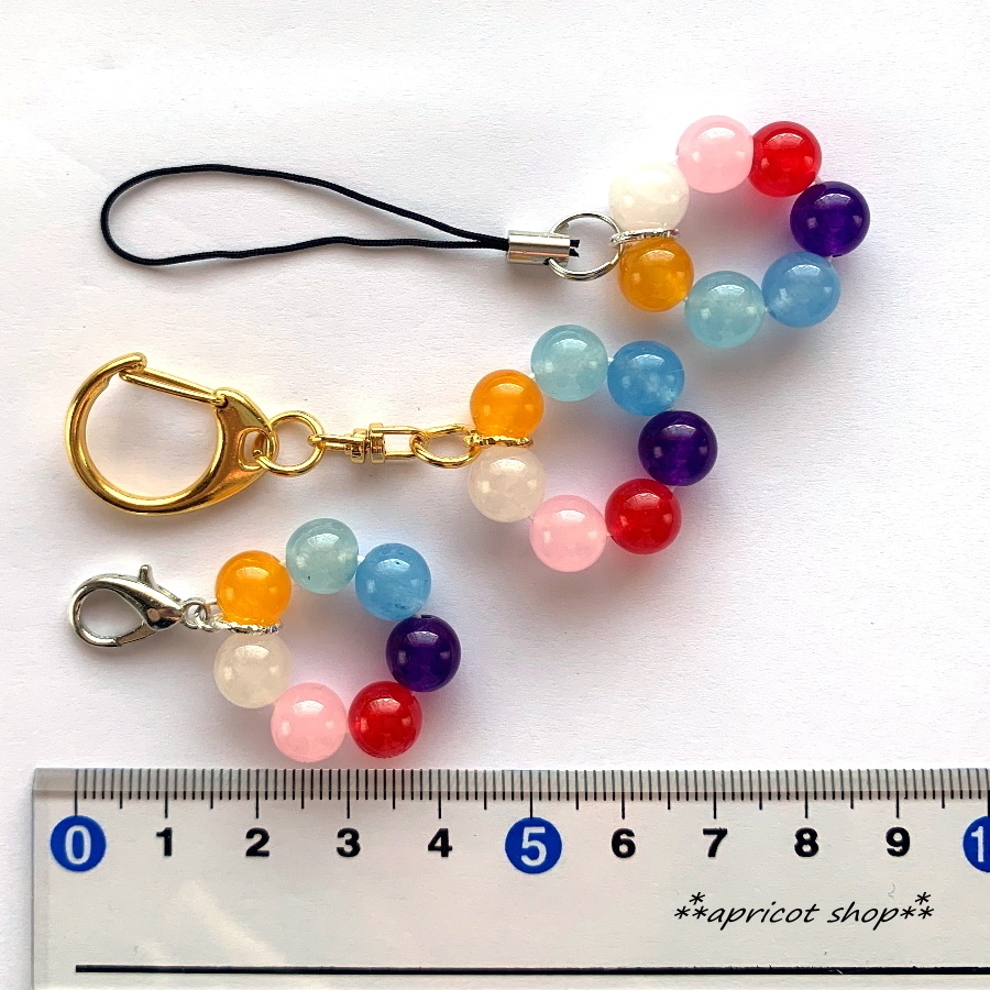 厄除け 七色翡翠 天然石 ストラップ/円環