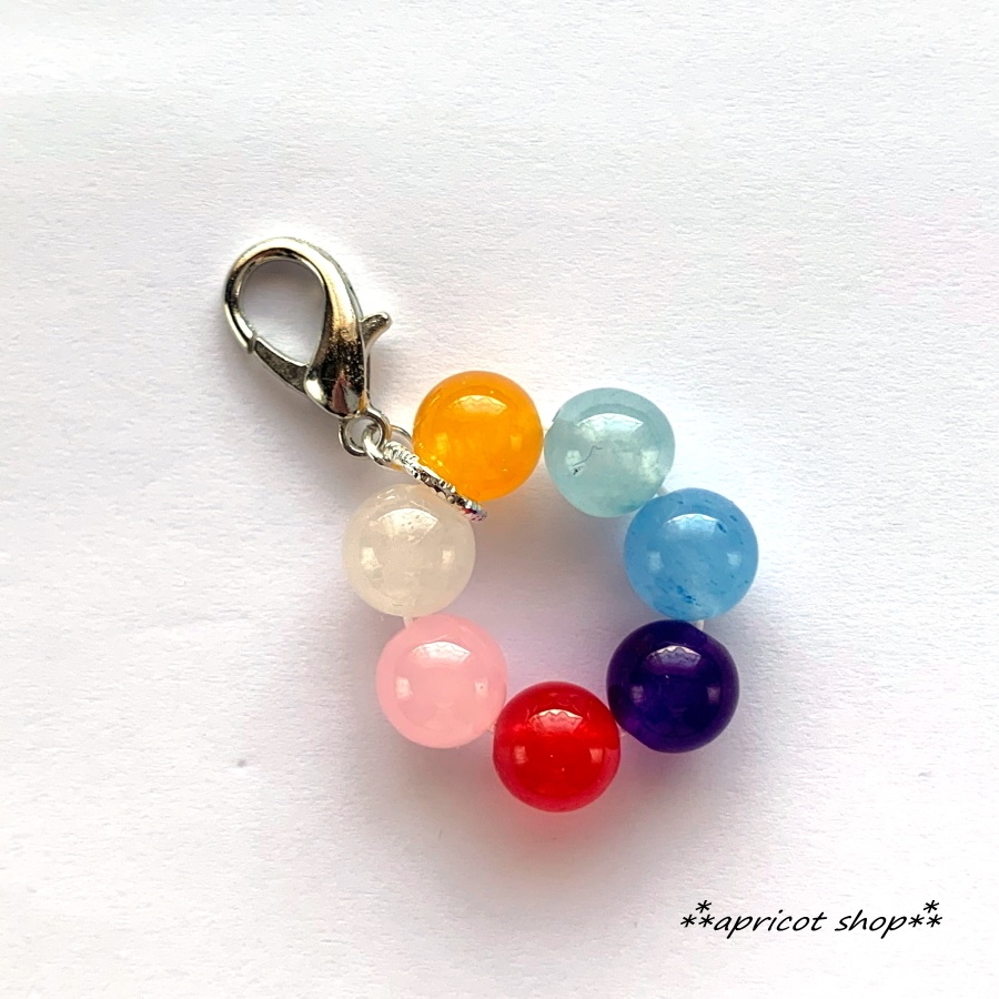 厄除け 七色翡翠 天然石 ストラップ/円環