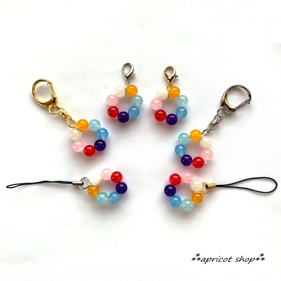 厄除け 七色翡翠 天然石 ストラップ/円環