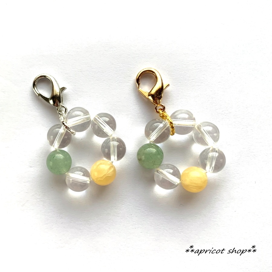 アベンチュリンとアラゴナイト 天然石 ストラップ/円環