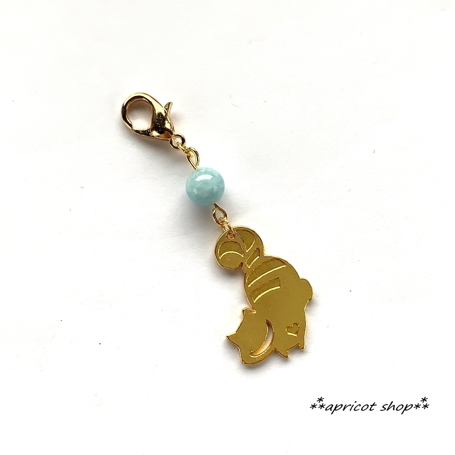 チェシャ猫キーホルダー/アクアマリン
