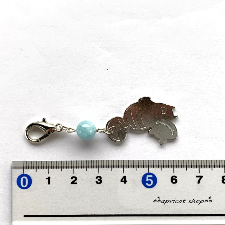 チェシャ猫キーホルダー/アクアマリン