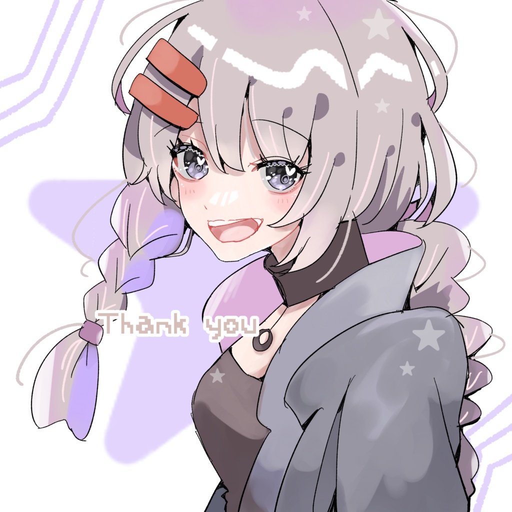 白髪、三つ編み女の子　アイコン
