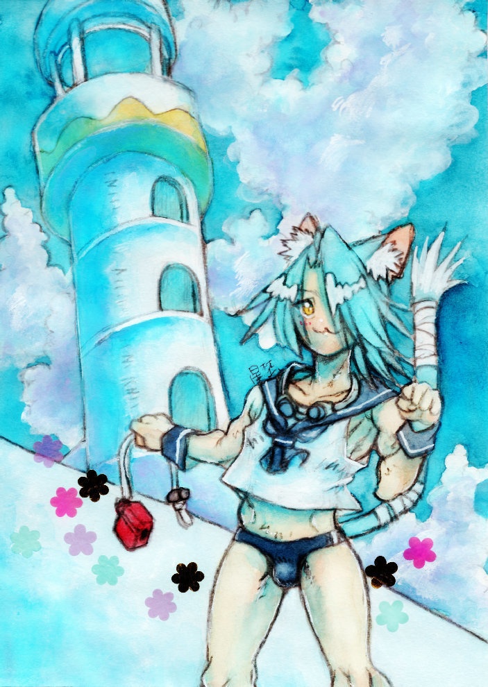 A5クリアファイル*入道雲と灯台と…ネコチャン