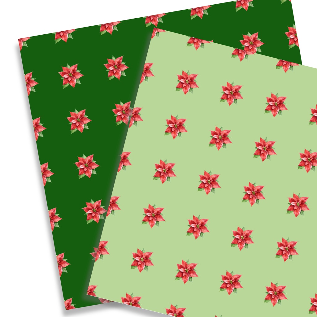 クリスマス デジタルペーパー|水彩ポインセチア 背景素材 5色セット【atelieruno】