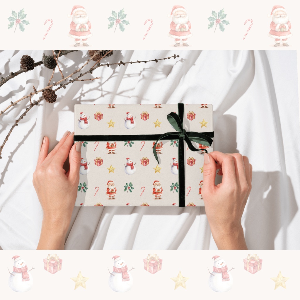 クリスマス デジタルペーパー|水彩サンタ&スノーマン 背景素材 6色セット【atelieruno】