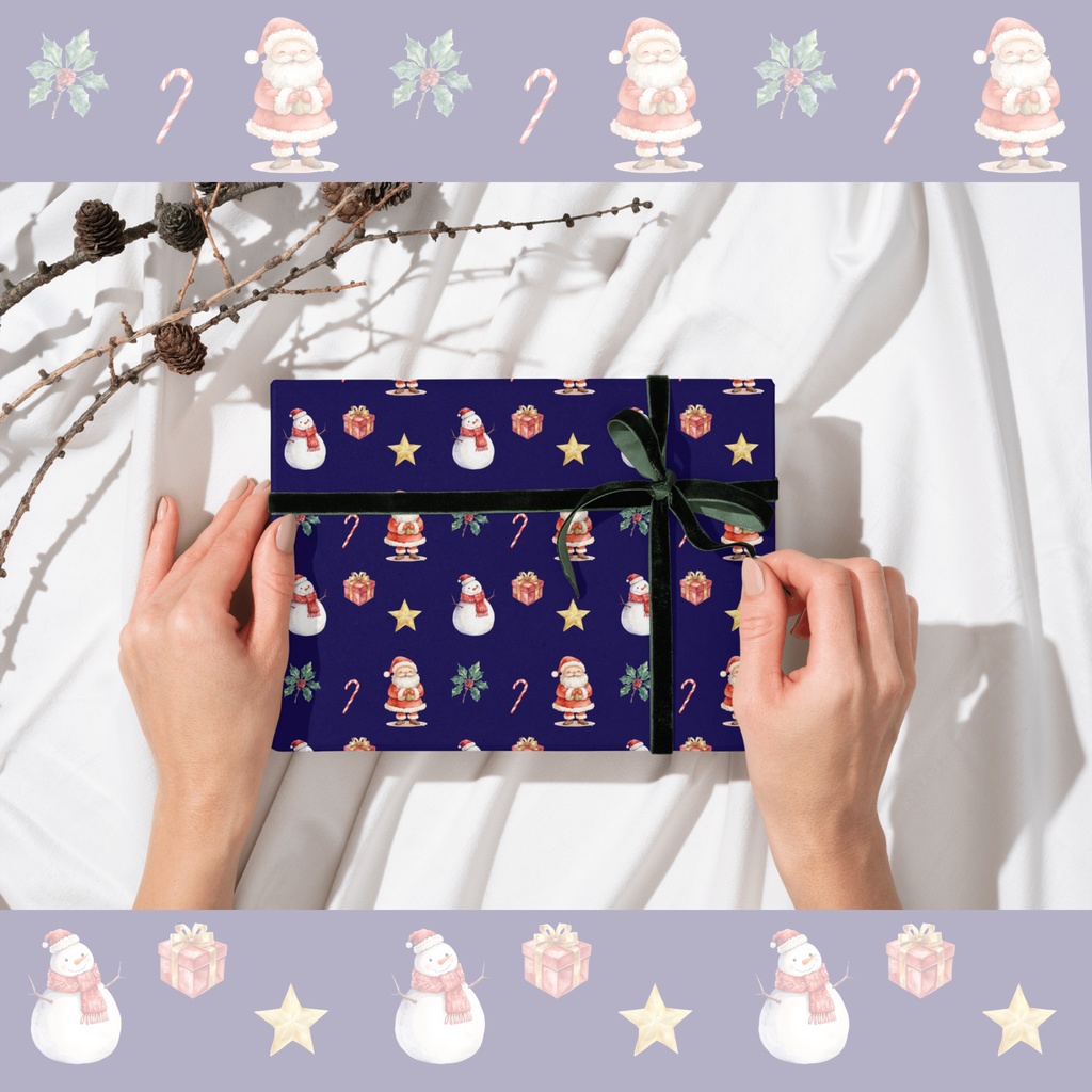 クリスマス デジタルペーパー|水彩サンタ&スノーマン 背景素材 6色セット【atelieruno】