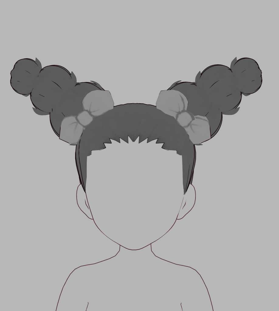 Triple puff pigtails - Vroid hair preset