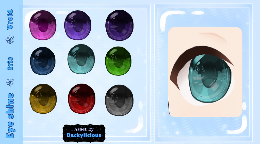 Vroid - Cute Bat themed Iris + EyeShine - 9 Colors