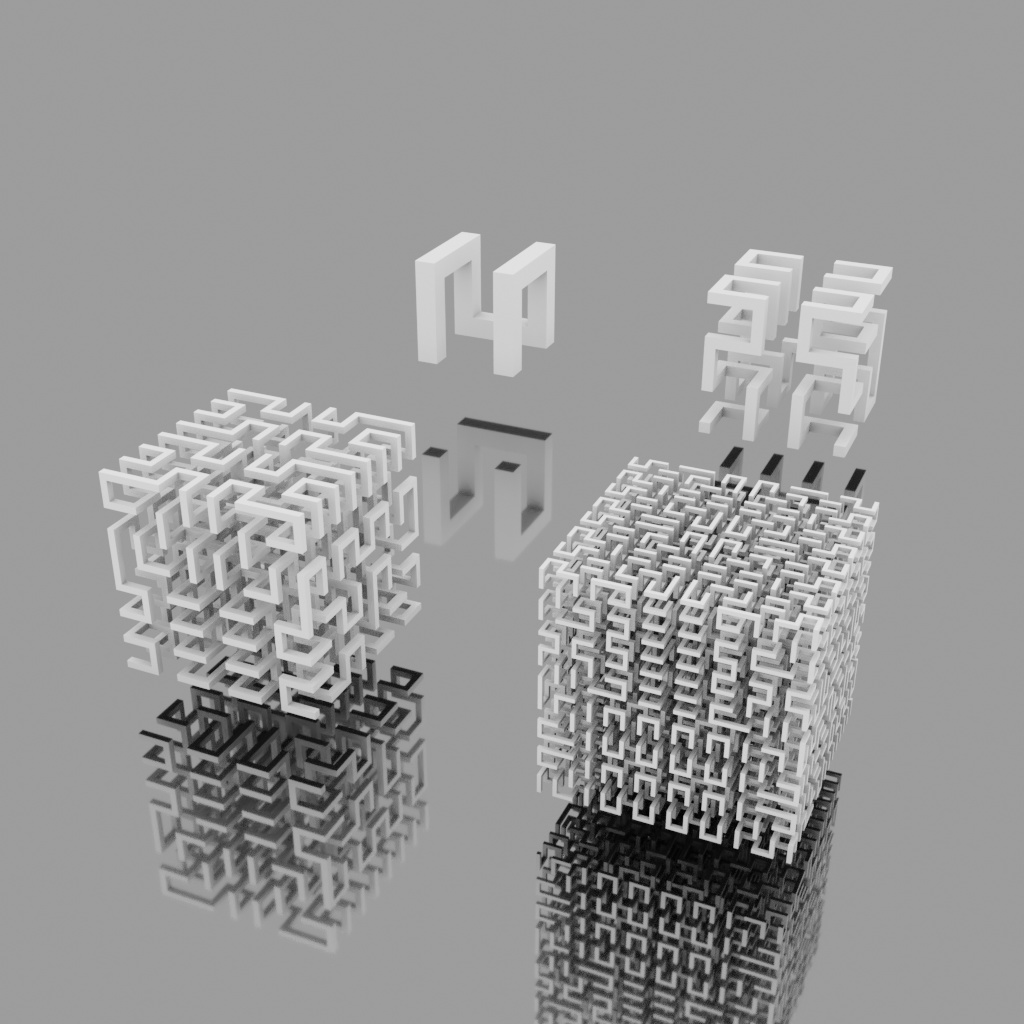 三次元ヒルベルト曲線(細)