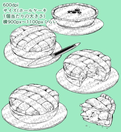 【商用改変可】ケーキスイーツ色々線画素材【漫画素材】