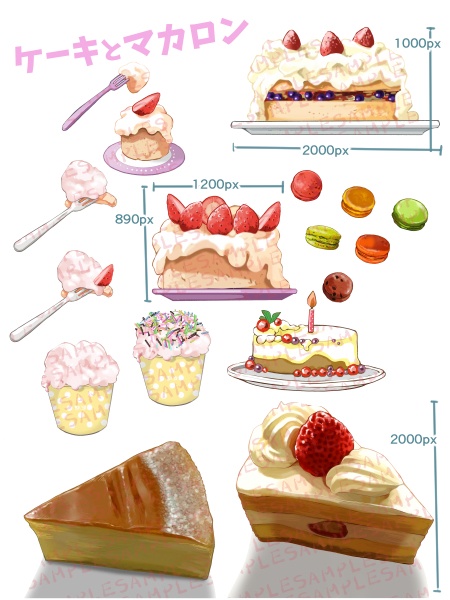 【商用改変可】スイーツ詰め合わせ【イラスト素材】