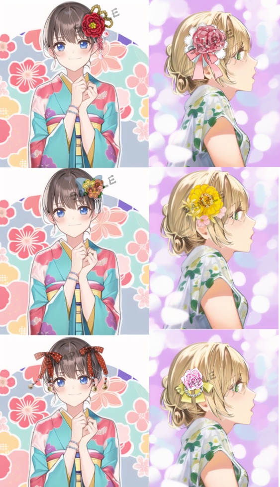 【商用改変可】髪飾り素材集1~3【画像素材】