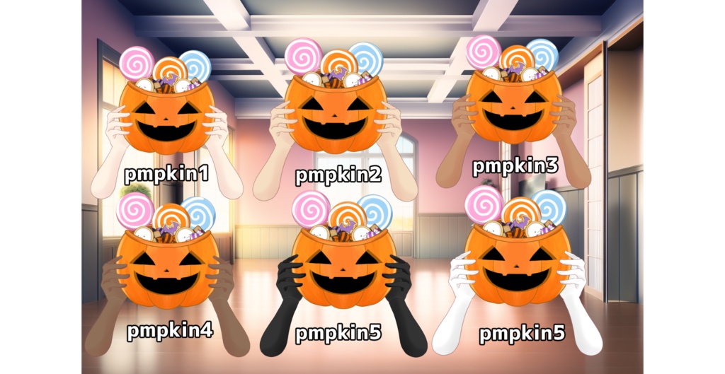 動くVTuber素材!差分6種類!ハロウィンを楽しもうセット!【ハロウィン】