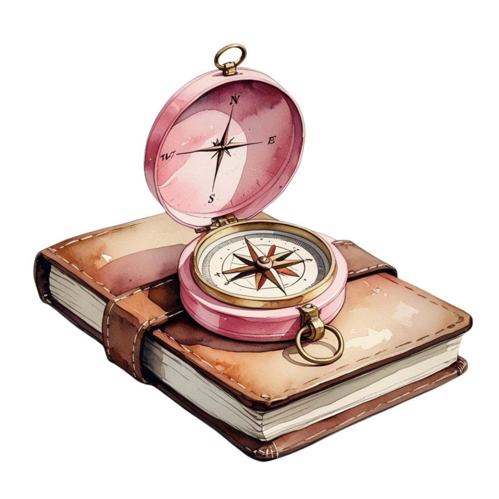 水彩ピンクのアンティーククリップアート|デジタル手帳【旅行】