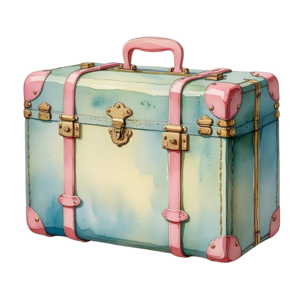 水彩ピンクのアンティーククリップアート|デジタル手帳【旅行】