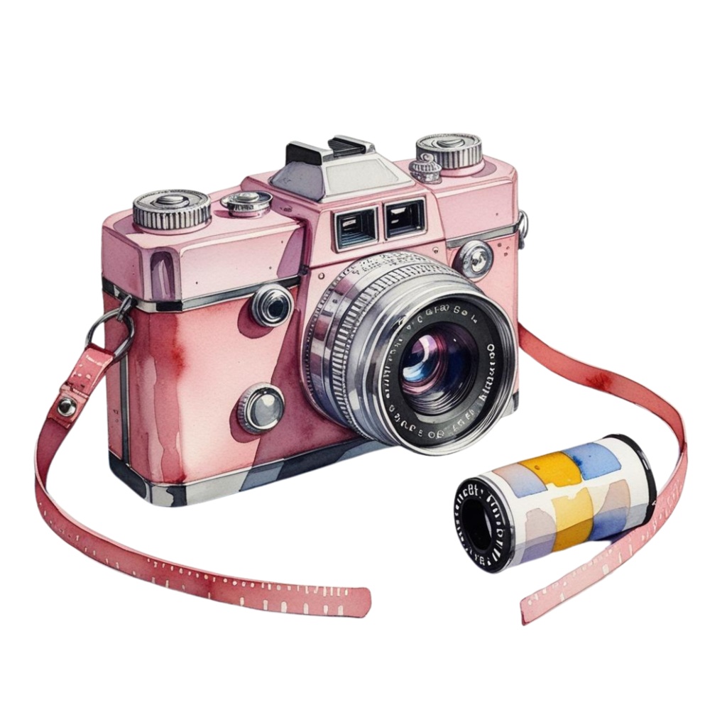 水彩ピンクのアンティーククリップアート|デジタル手帳【旅行】