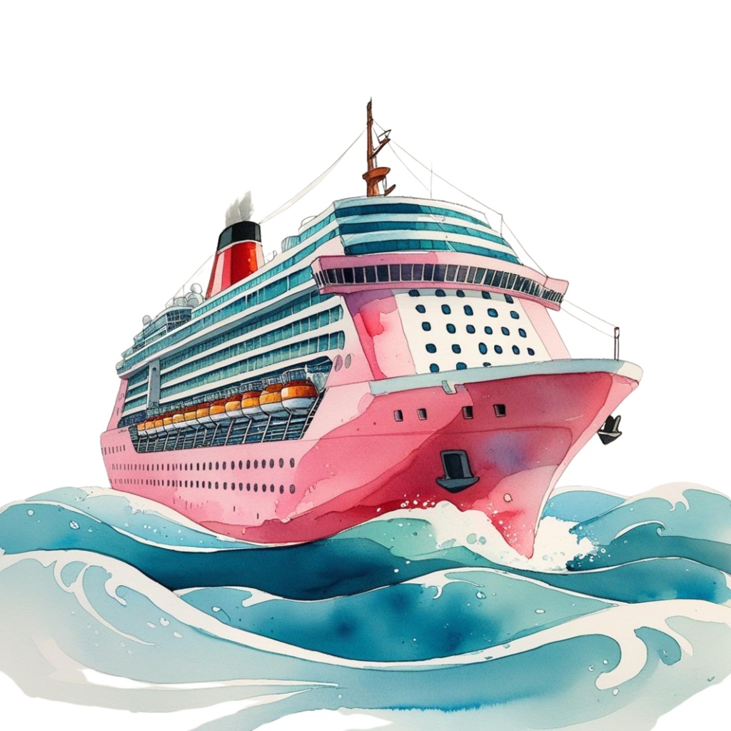 水彩ピンクのアンティーククリップアート|デジタル手帳【旅行】