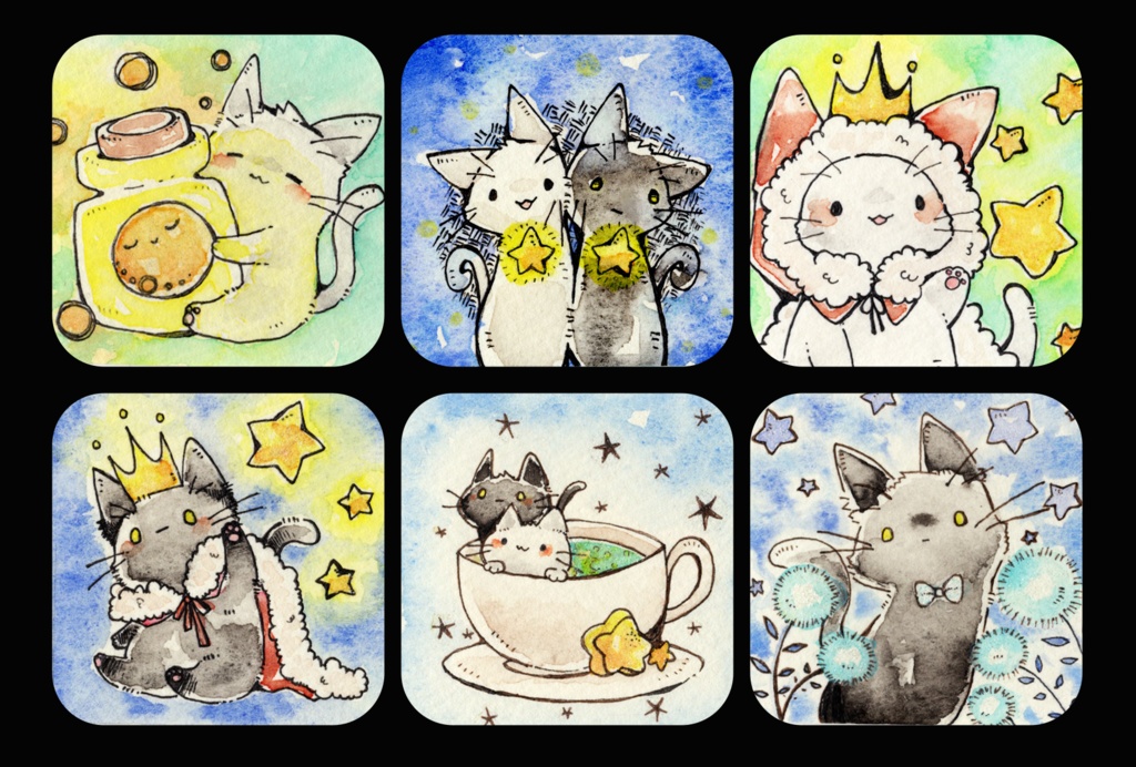 ポストカード「猫さんと星空」シリーズ