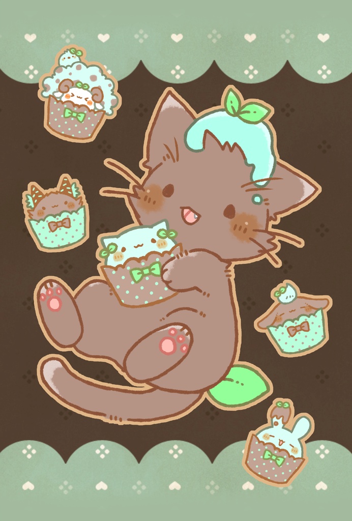 ポストカード「チョコミントな猫さんたち」シリーズ