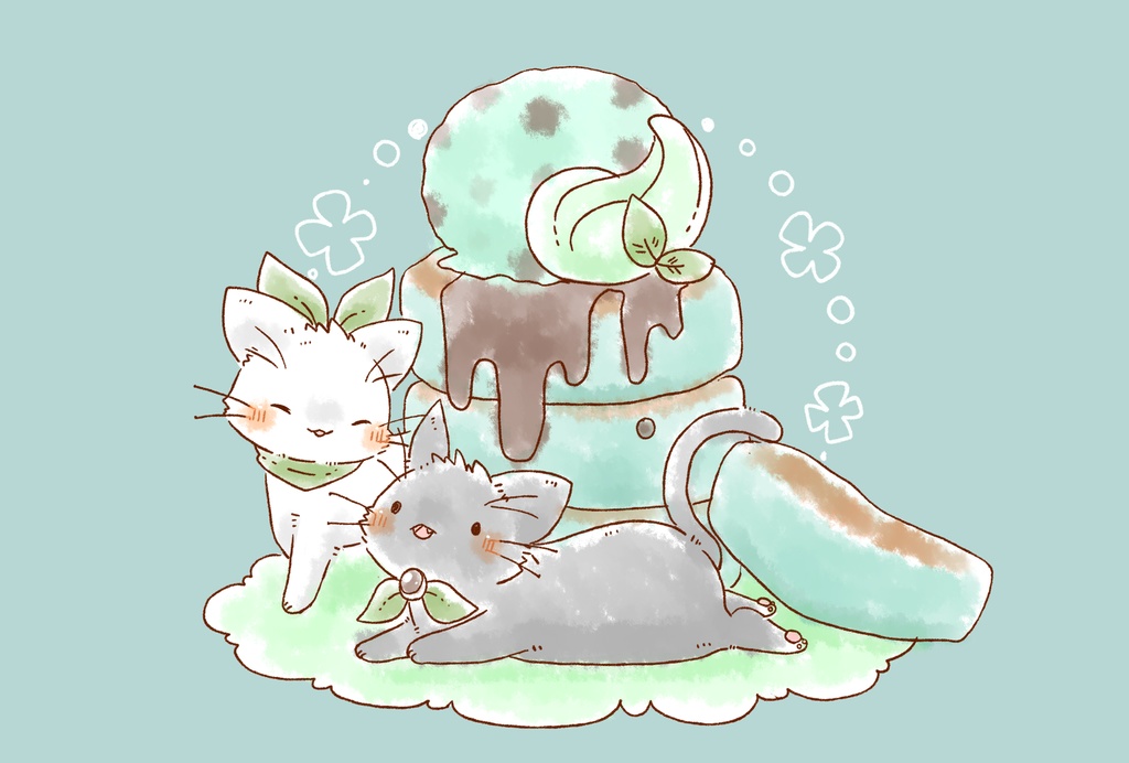 ポストカード「チョコミントな猫さんたち」シリーズ