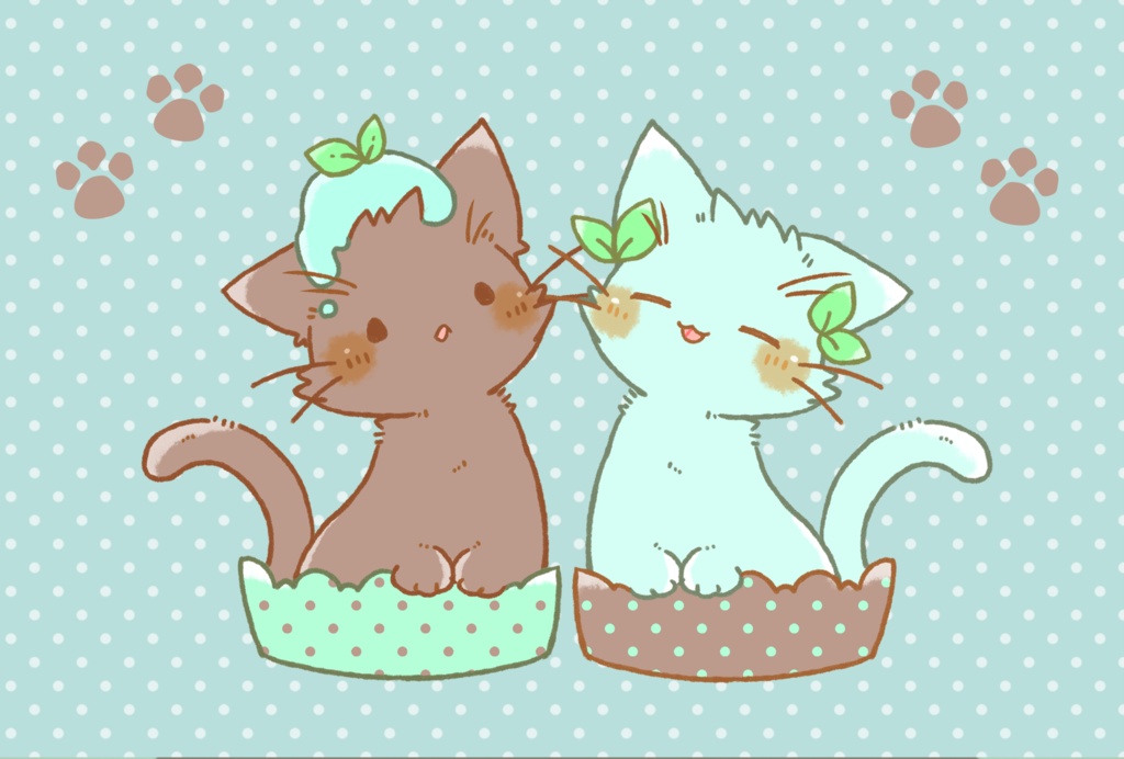 ポストカード「チョコミントな猫さんたち」シリーズ