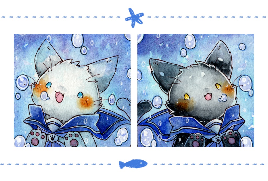 ポストカード 「猫さんとアンコウさん」シリーズ