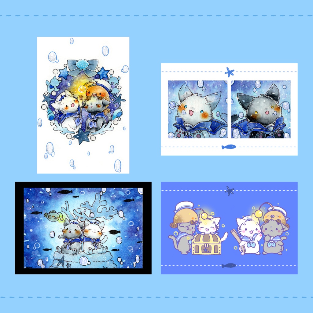 ポストカード 「猫さんとアンコウさん」シリーズ
