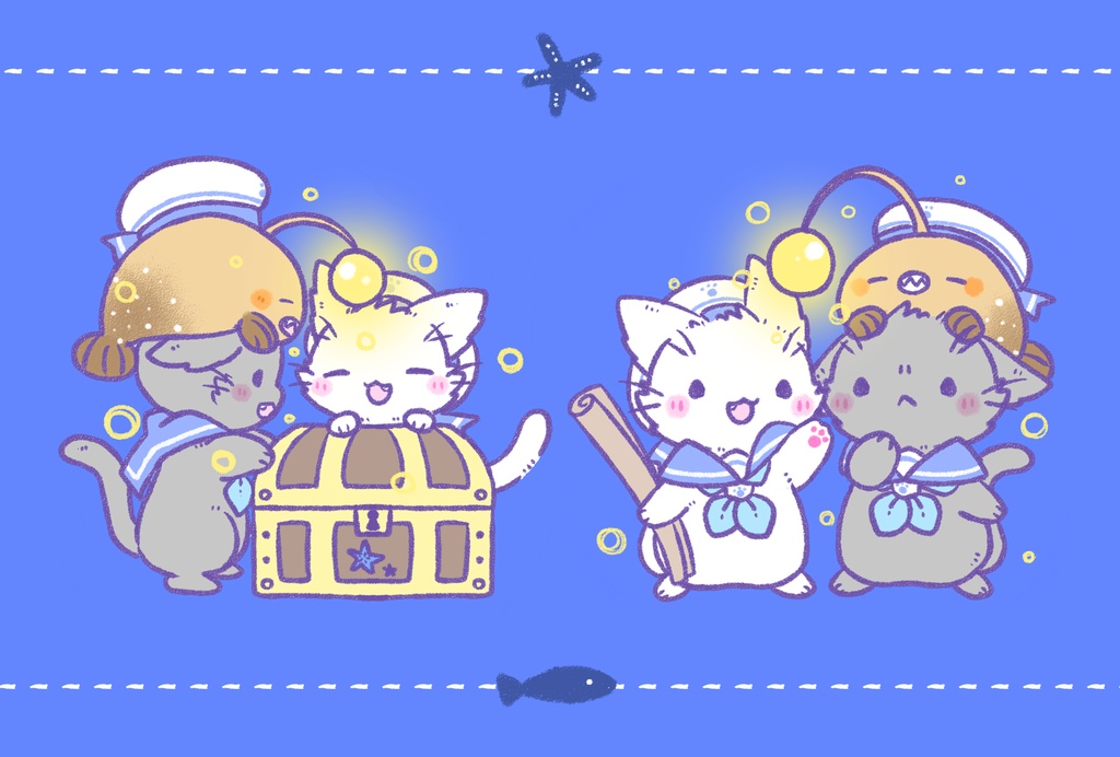 ポストカード 「猫さんとアンコウさん」シリーズ