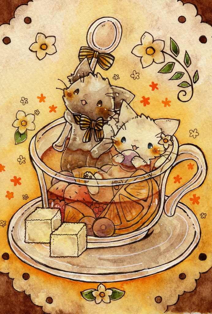 ポストカード 「猫さんとフルーツティ」シリーズ