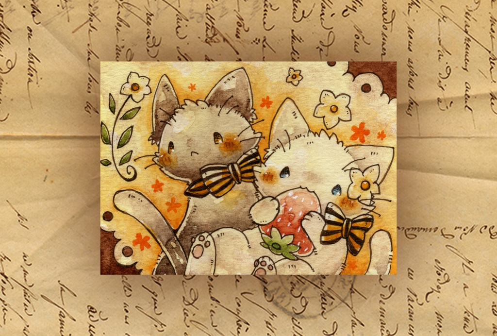 ポストカード 「猫さんとフルーツティ」シリーズ