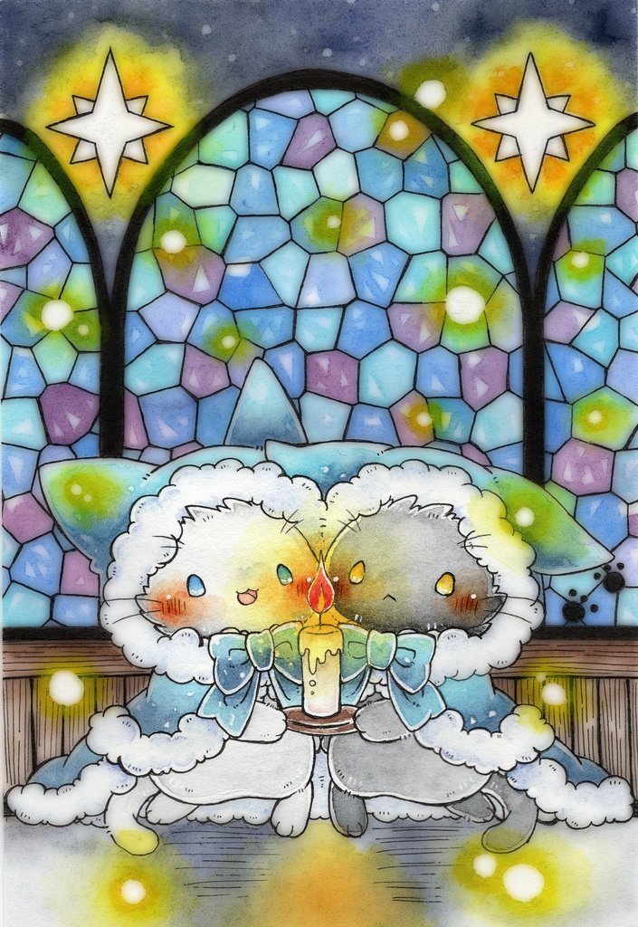 ポストカード「猫さんと灯」シリーズ