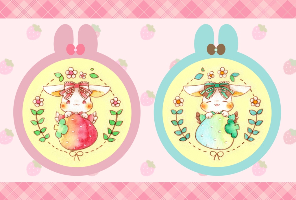 ポストカード「うさぎさんといちご」シリーズ