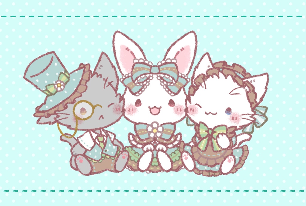 ポストカード 「兎のお嬢様と猫さんの執事&メイド」シリーズ