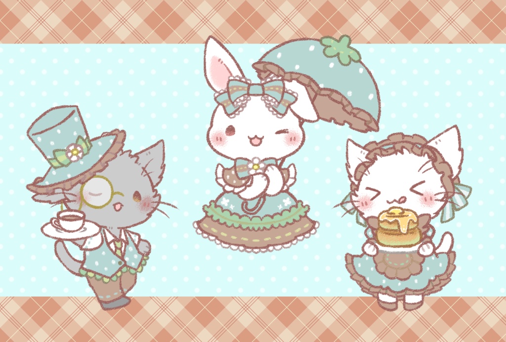 ポストカード 「兎のお嬢様と猫さんの執事&メイド」シリーズ