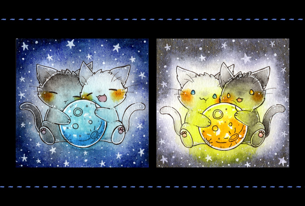 ポストカード「猫さんとお月様」シリーズ