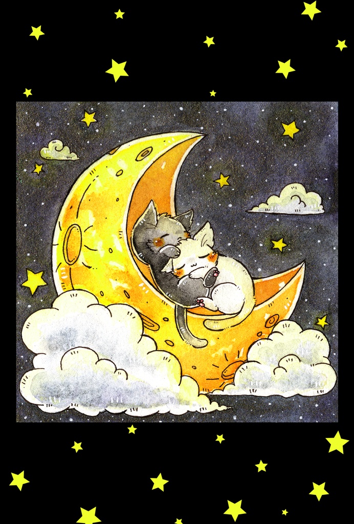 ポストカード「猫さんとお月様」シリーズ