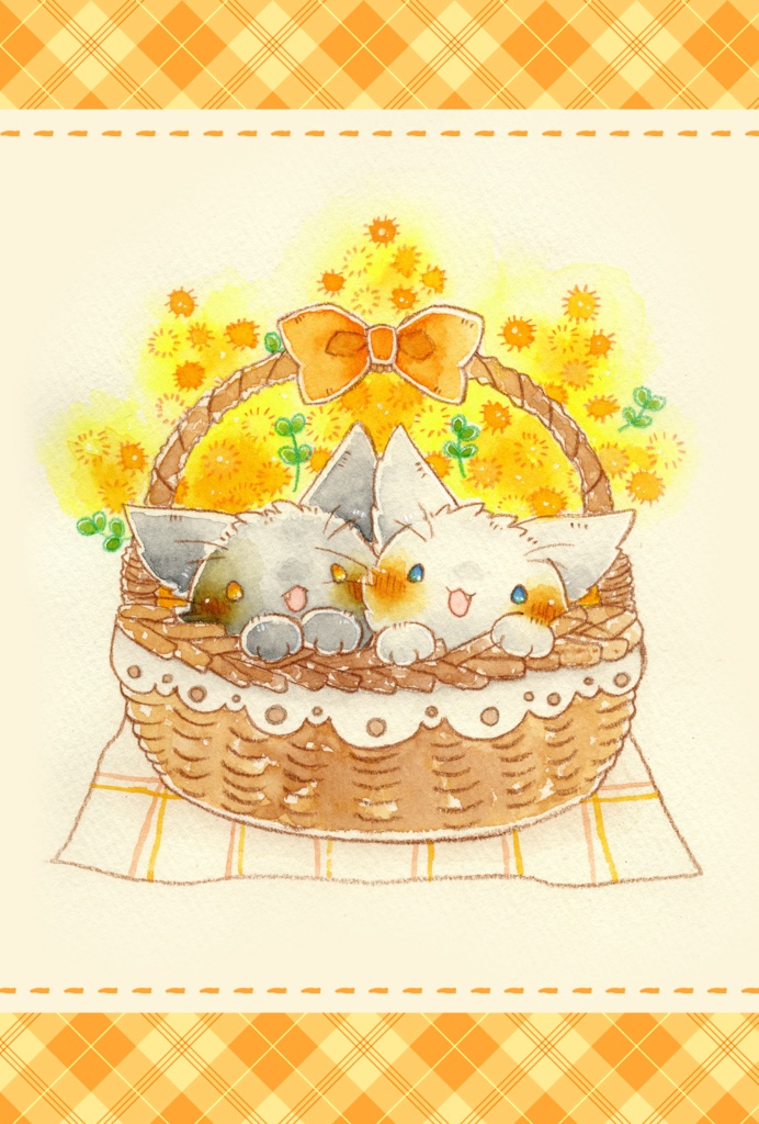 ポストカード「猫さんとミモザ②」シリーズ