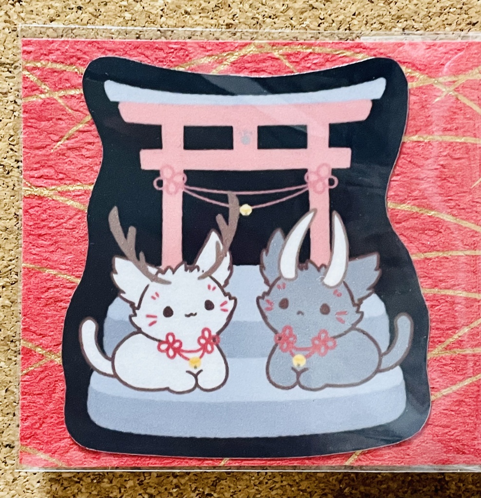 猫さんの和風手作りステッカー