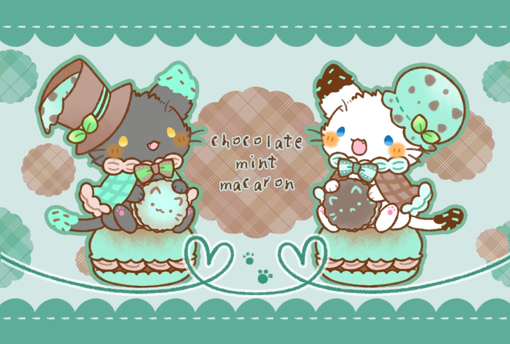 ポストカード「猫さんとチョコミント」シリーズ