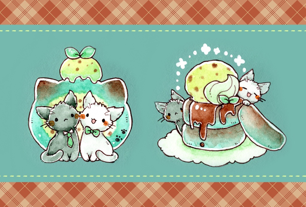 ポストカード「猫さんとチョコミント」シリーズ