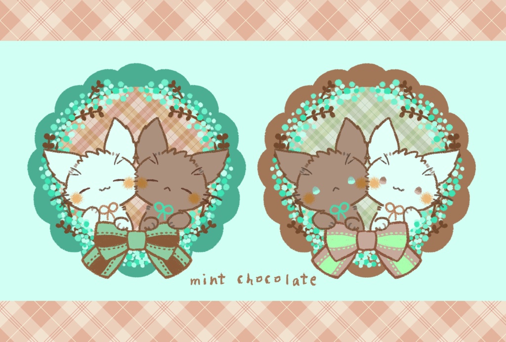 ポストカード「猫さんとチョコミント」シリーズ