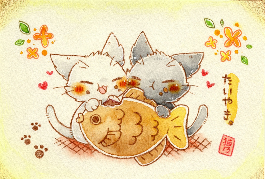 ポストカード「猫さんと和菓子」シリーズ