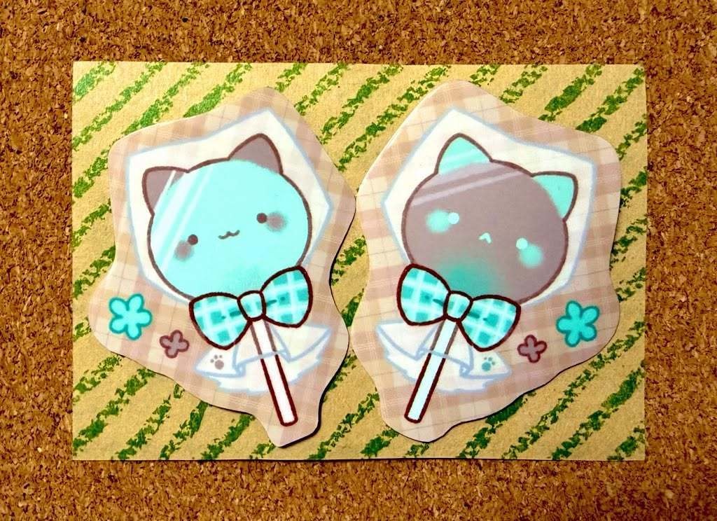 猫さんと飴の手作りステッカー
