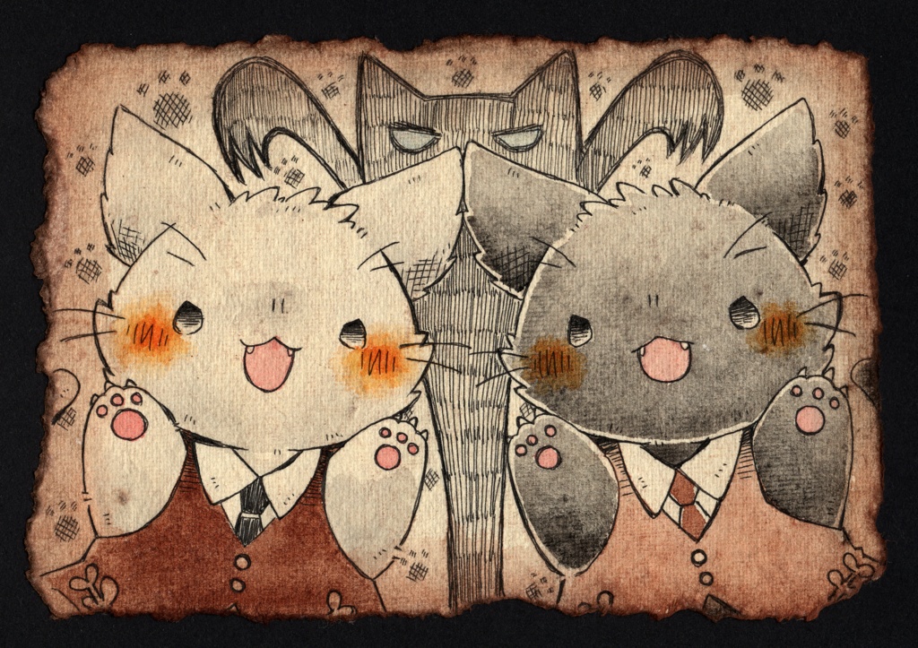 【猫】ポストカードサイズドローイング原画