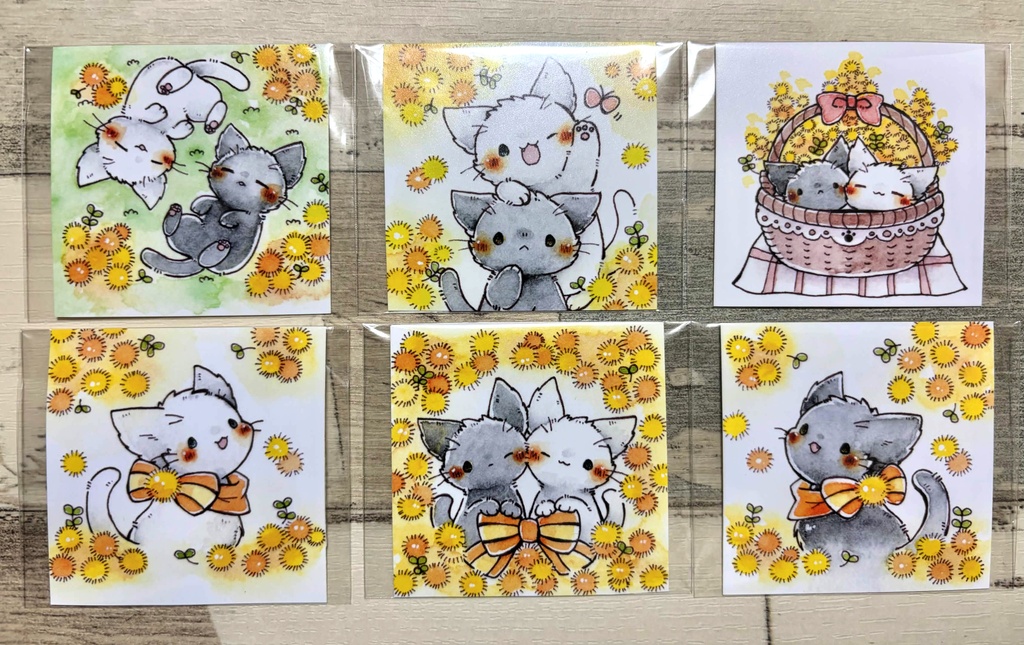 複製ミニ原画「猫さんとミモザ」