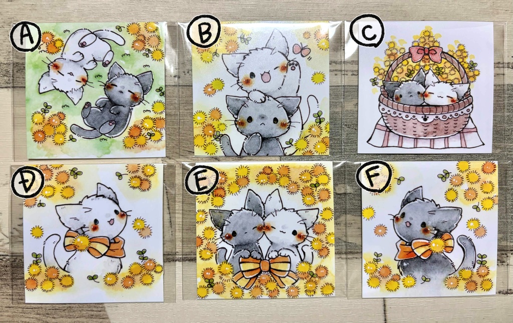 複製ミニ原画「猫さんとミモザ」