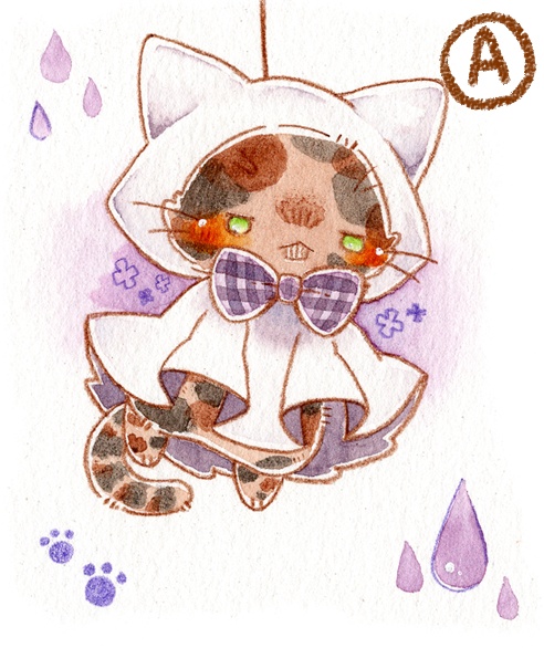 複製ミニ原画「てるてるねこさん」