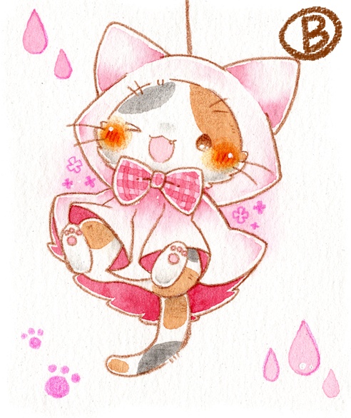 複製ミニ原画「てるてるねこさん」